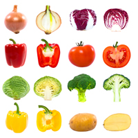 isolated colorful vegetable arrangement